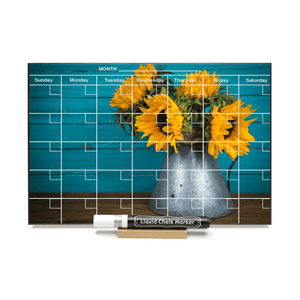 "Turquoise Sunflower" Calendar PHOTO  CHALKBOARD Includes Chalkboard, Chalk Marker and Stand