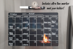 Campfire - Flexible Fridge Magnet, Includes Ultra Fine Chalk Marker & Magnetic Pen Holder