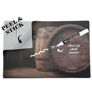 Red Wine Pouring - Peel & Stick Photo Chalkboard, includes a chisel tip chalk marker
