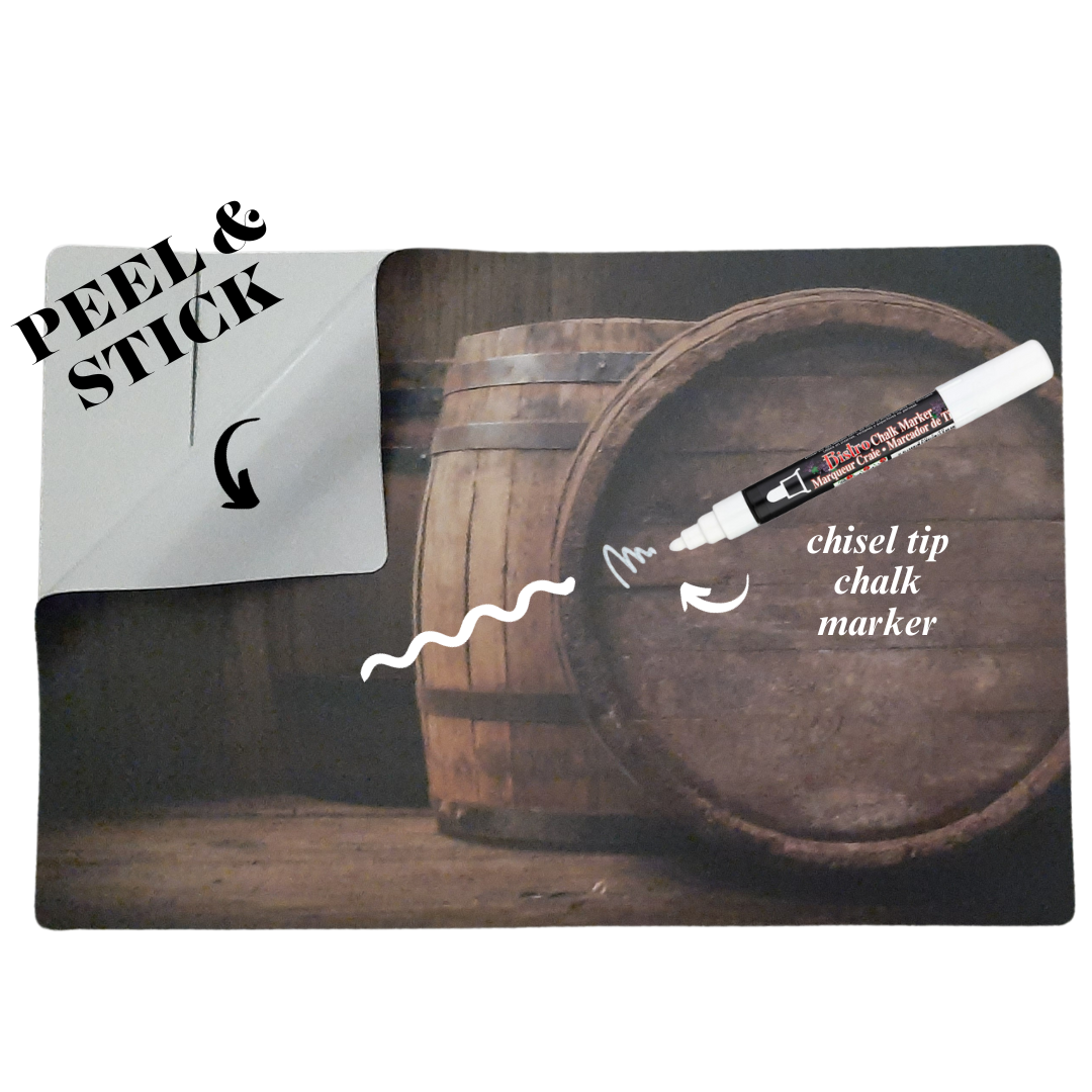 Red Wine Glass - Peel & Stick Photo Chalkboard, includes a chisel tip chalk marker