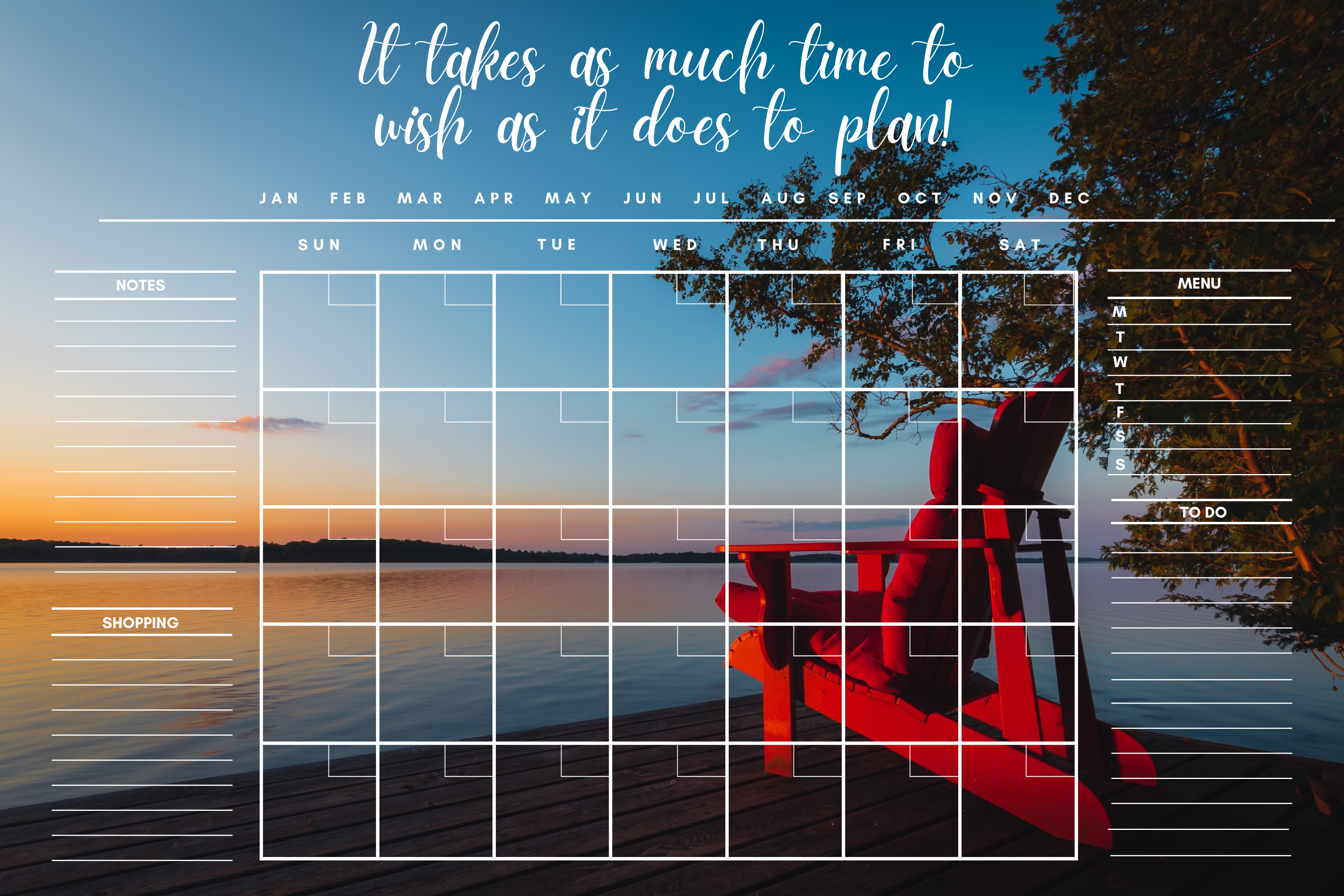 "Red Chair Planner" Calendar PHOTO CHALKBOARD Includes Chalkboard, Chalk Marker and Stand