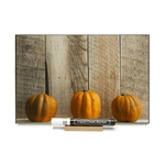 Load image into Gallery viewer, &quot;Three Pumpkins on Barnboard&quot;  PHOTO CHALKBOARD Includes Chalkboard, Chalk Marker &amp; Stand
