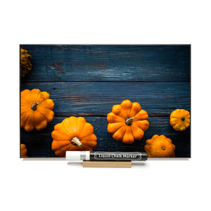 "Pumpkins On Blue Barnboard"  PHOTO CHALKBOARDS  Includes Chalkboard, Chalk Marker & Pen