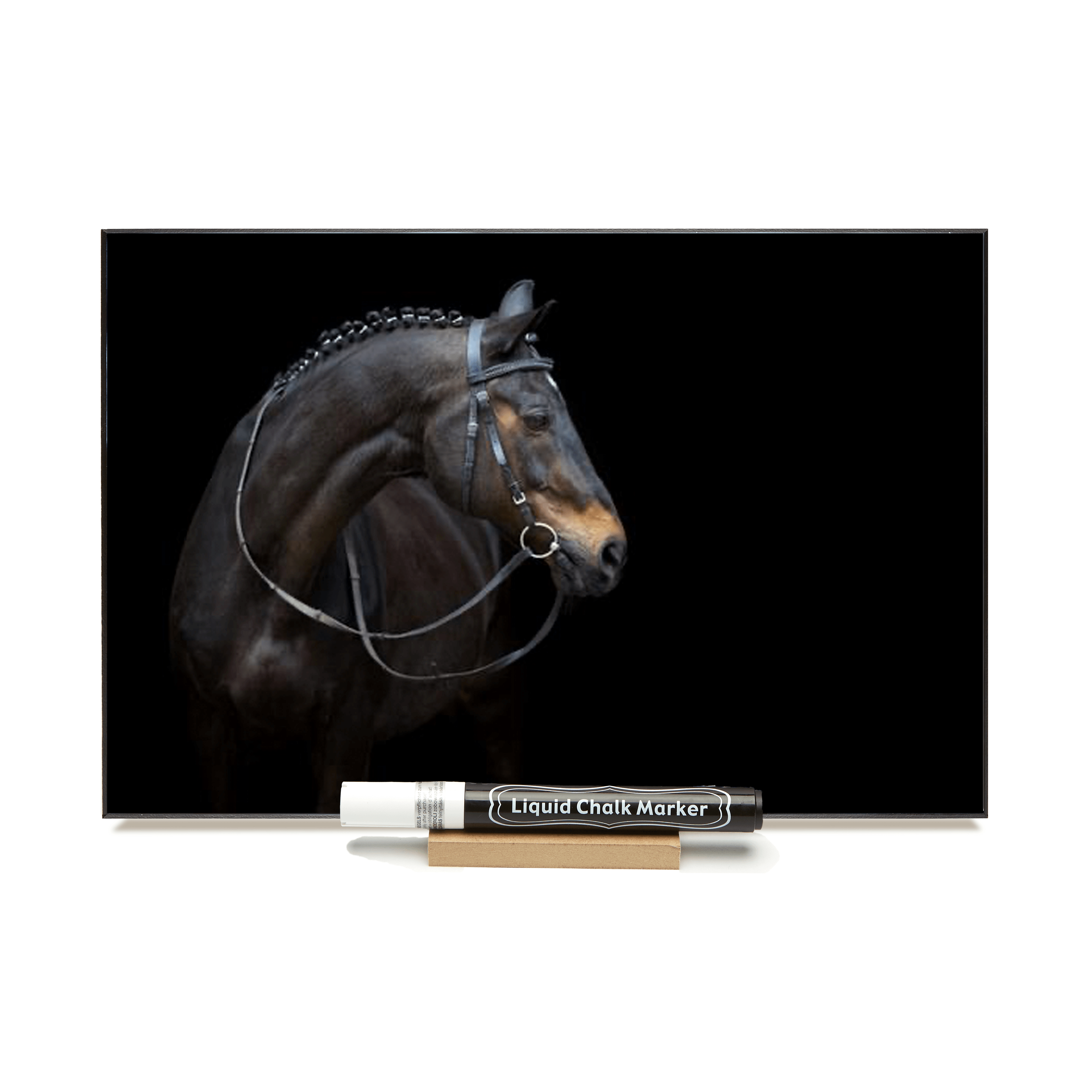 "Braided Horse"  PHOTO CHALKBOARD  Includes Chalkboard, Chalk Marker & Stand