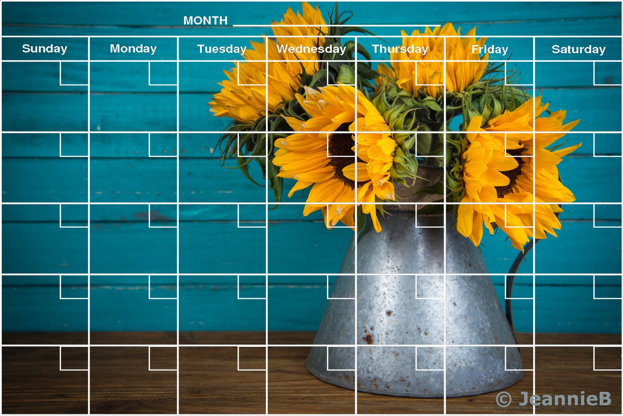 Turquoise Sunflowers Calendar