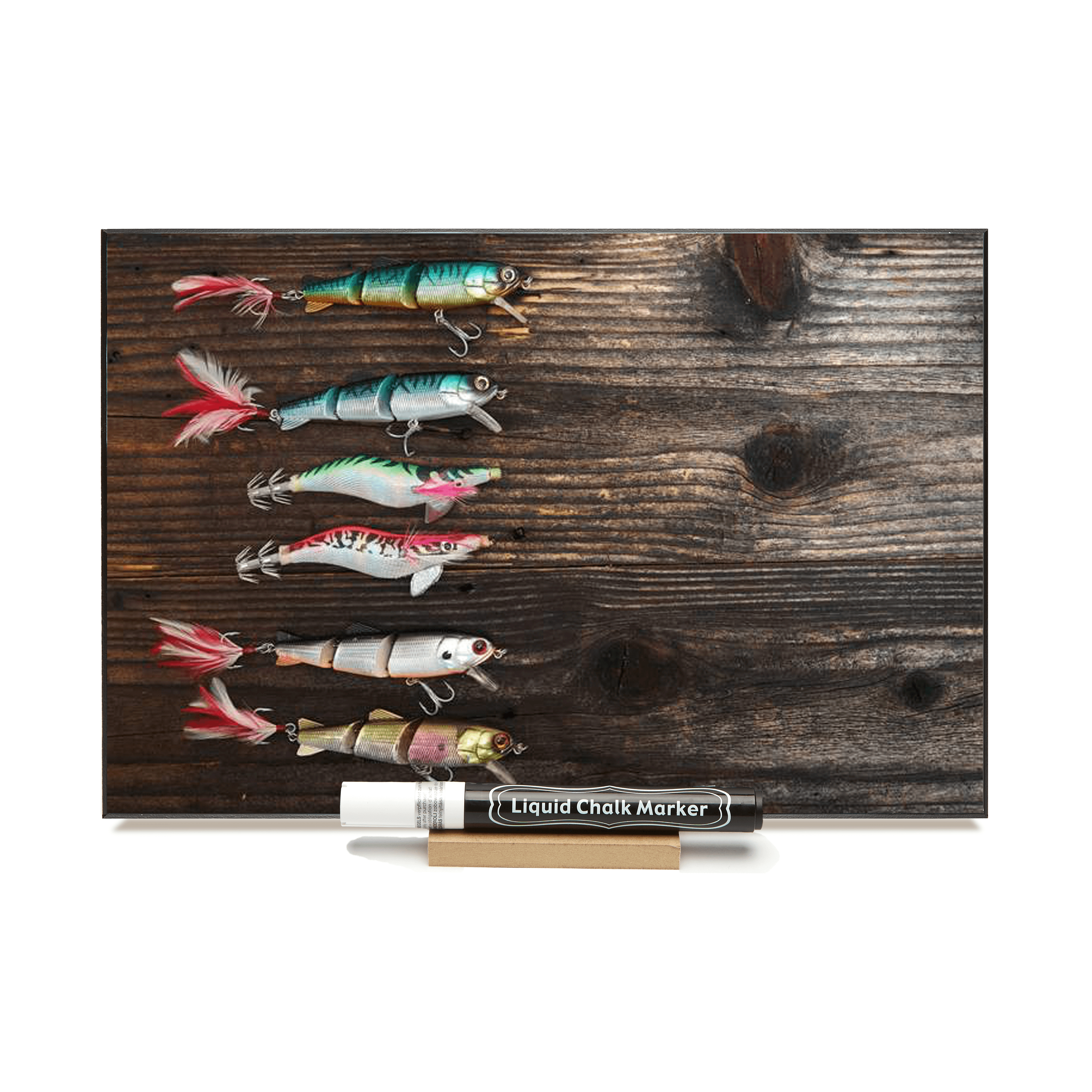 "Fishing Lures" PHOTO CHALKBOARD Includes Chalkboard, Chalk Marker and Stand