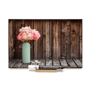 "Peonies on Barnboard"  PHOTO CHALKBOARD Includes Chalkboard, Chalk Marker and Stand