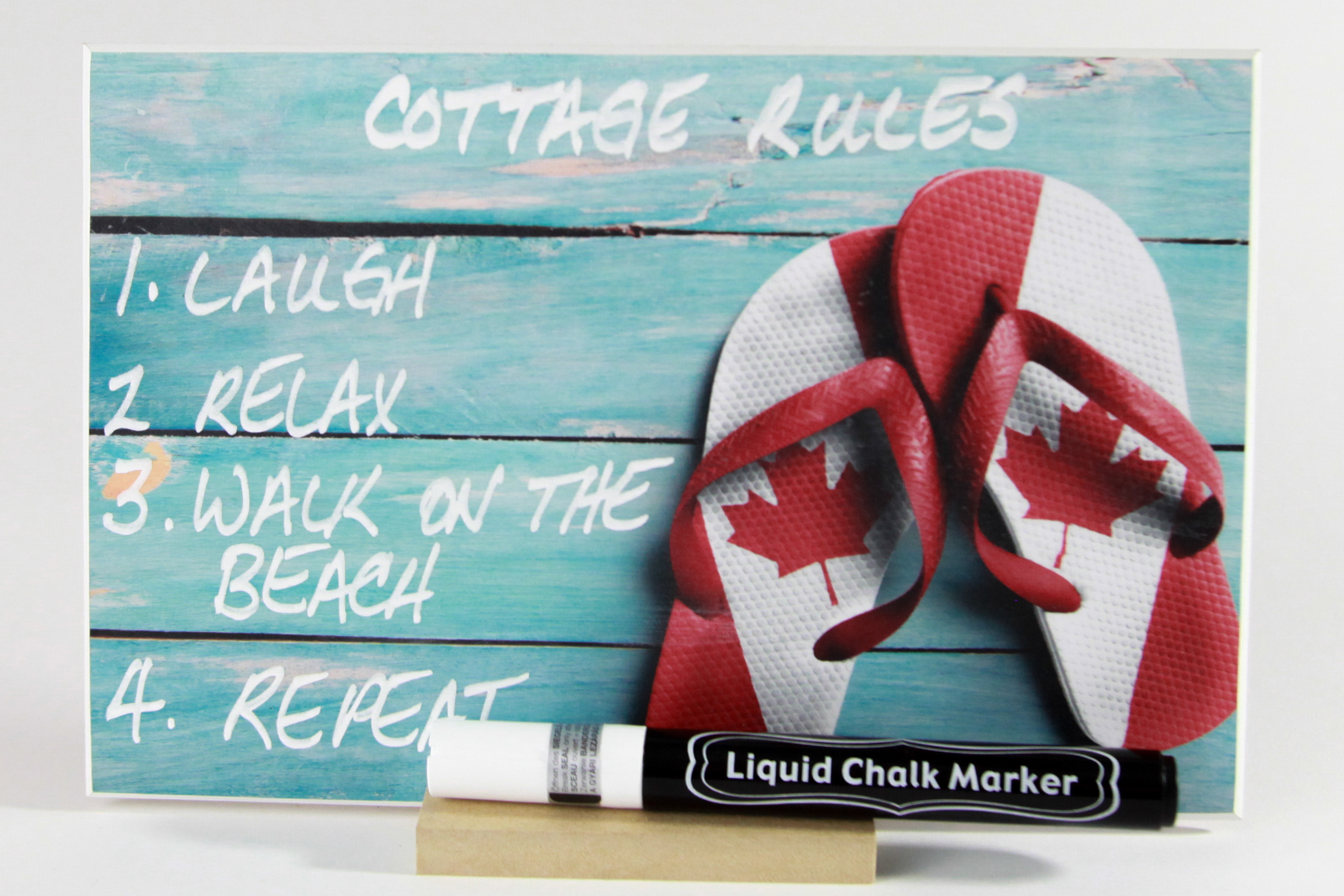 "Canadian Flip Flops" PHOTO CHALKBOARDS Includes Chalkboard, Chalk Marker and Stand