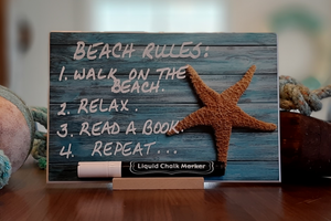 "Chairs On Beach" PHOTO CHALKBOARD Includes Chalkboard, Chalk Marker and Stand
