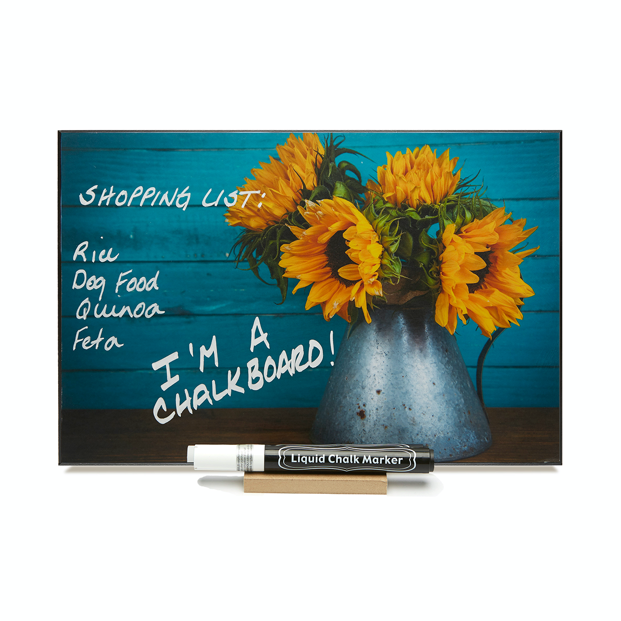 "Turquoise Sunflower"  PHOTO CHALKBOARD  Includes Chalkboard, Chalk Marker and Stand