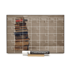 "Old Books" Calendar PHOTO  CHALKBOARD Includes Chalkboard, Chalk Marker and Stand