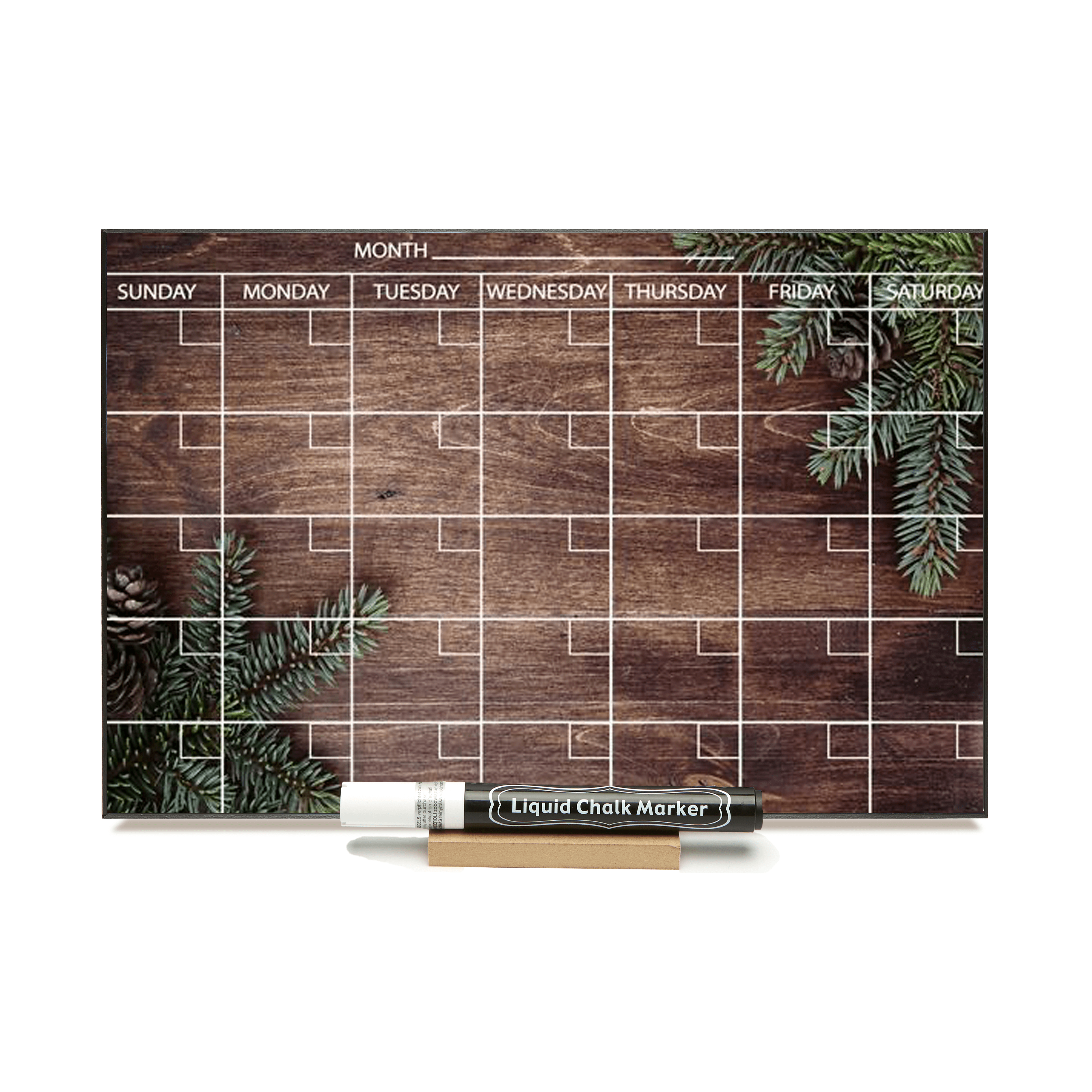"Evergreen Barnboard" Calendar PHOTO  CHALKBOARD Includes Chalkboard, Chalk Marker and Stand