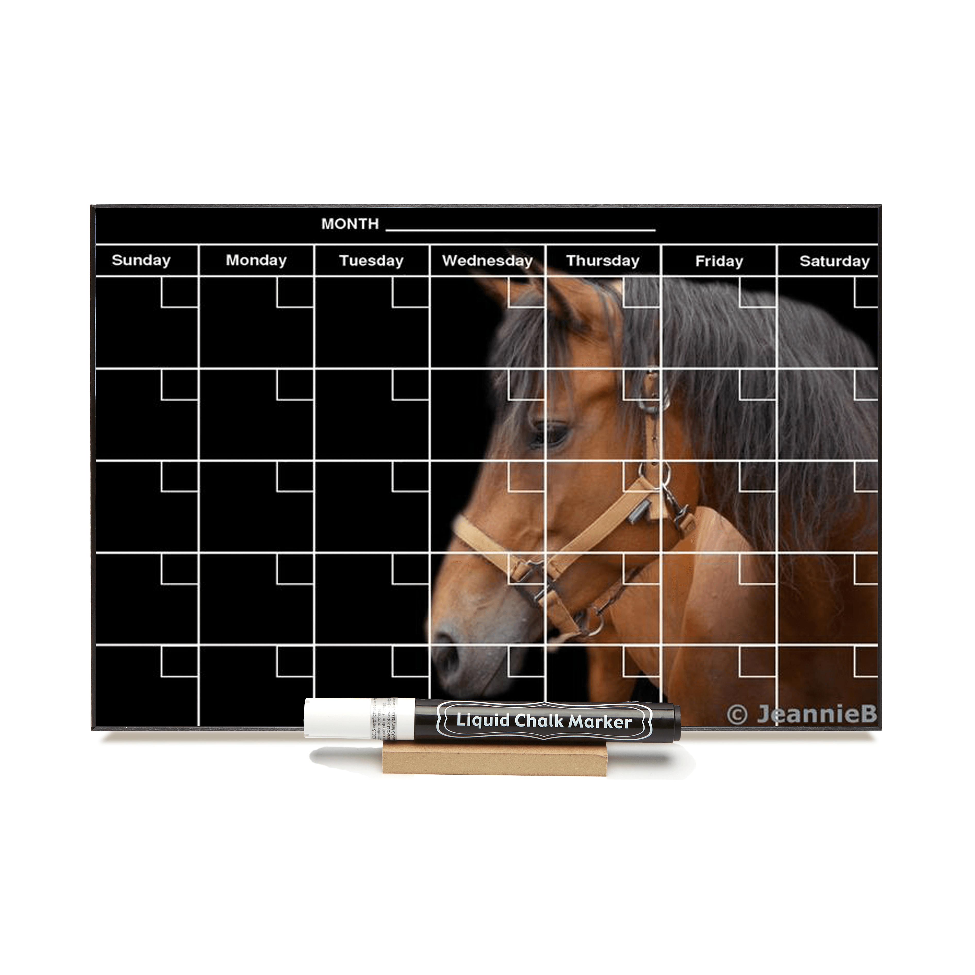 Horse Silhouette Calendar PHOTO  CHALKBOARD Includes Chalkboard, Chalk Marker and Stand