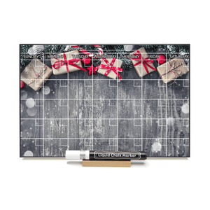 "Presents on Barnboard" Calendar PHOTO  CHALKBOARD Includes Chalkboard, Chalk Marker and Stand