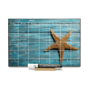 "Turquoise Starfish" Calendar PHOTO  CHALKBOARD Includes Chalkboard, Chalk Marker and Stand