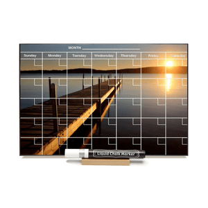 "Sunset Dock" Calendar PHOTO  CHALKBOARD Includes Chalkboard, Chalk Marker and Stand