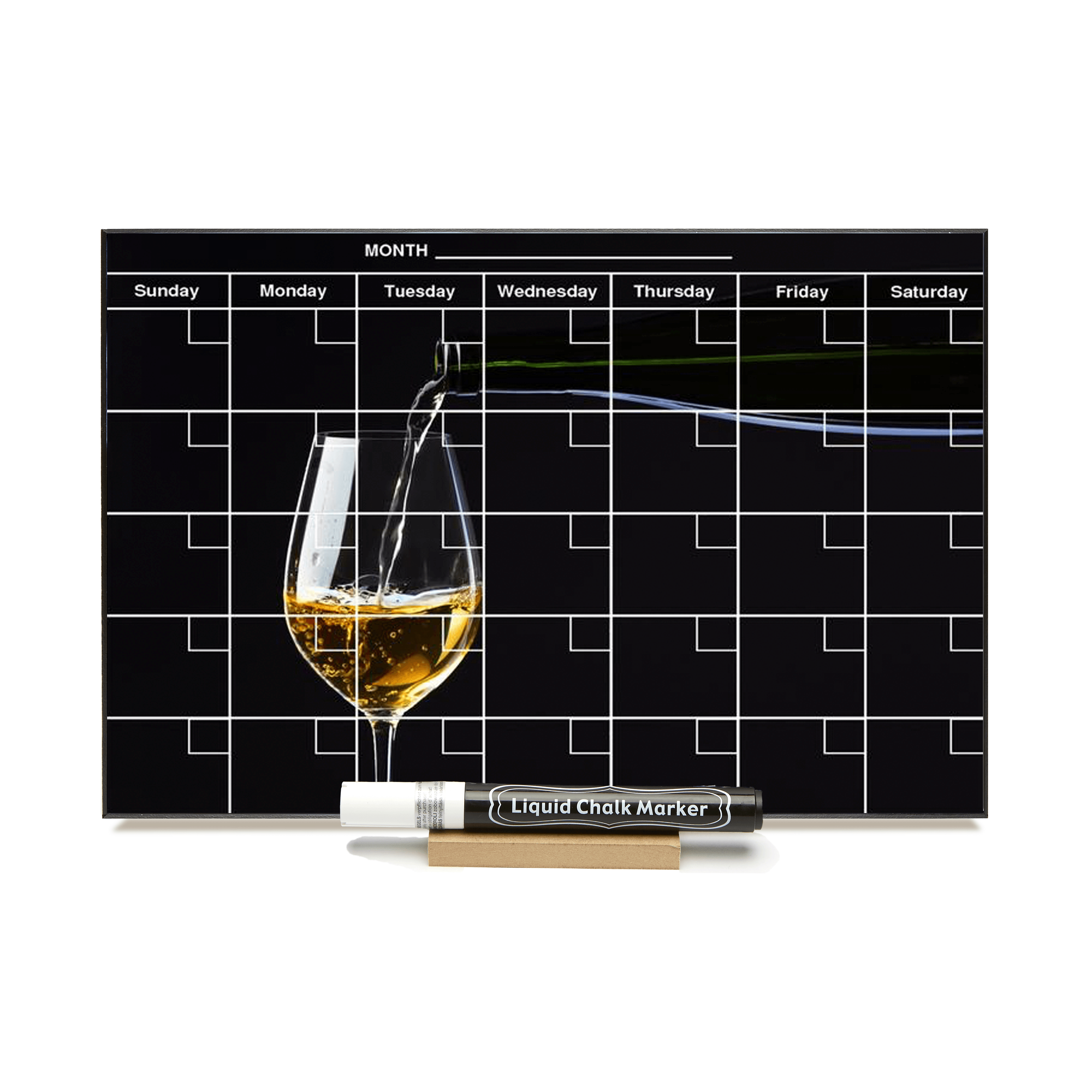 "White Wine Glass" Calendar PHOTO  CHALKBOARD Includes Chalkboard, Chalk Marker and Stand